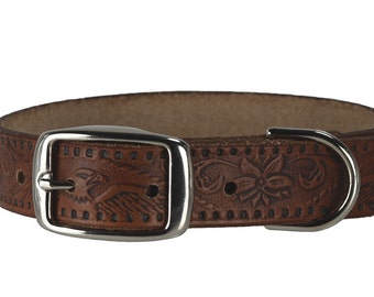 Embossed Leather Dog Collar: 1-Inch Wide Custom Pet Collar