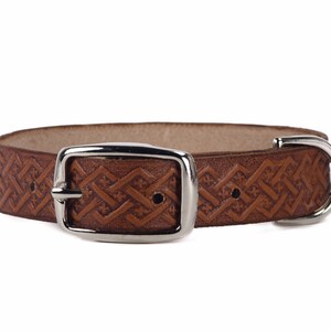 Embossed Leather Dog Collar: Custom 3/4 Inch Wide Pet Collar
