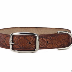 Leather Dog Collar, Embossed Leather Dog Collar, Leather Pet Collar. 3/4 Inch Wide Embossed Leather Dog Collar