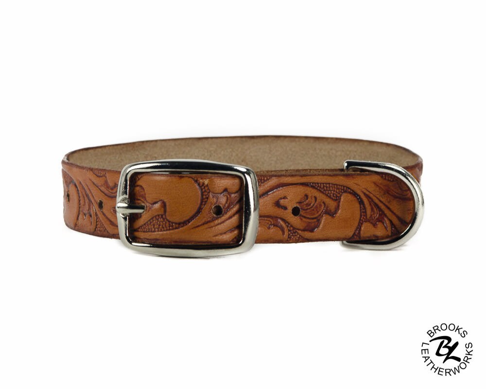 embossed leather dog collar