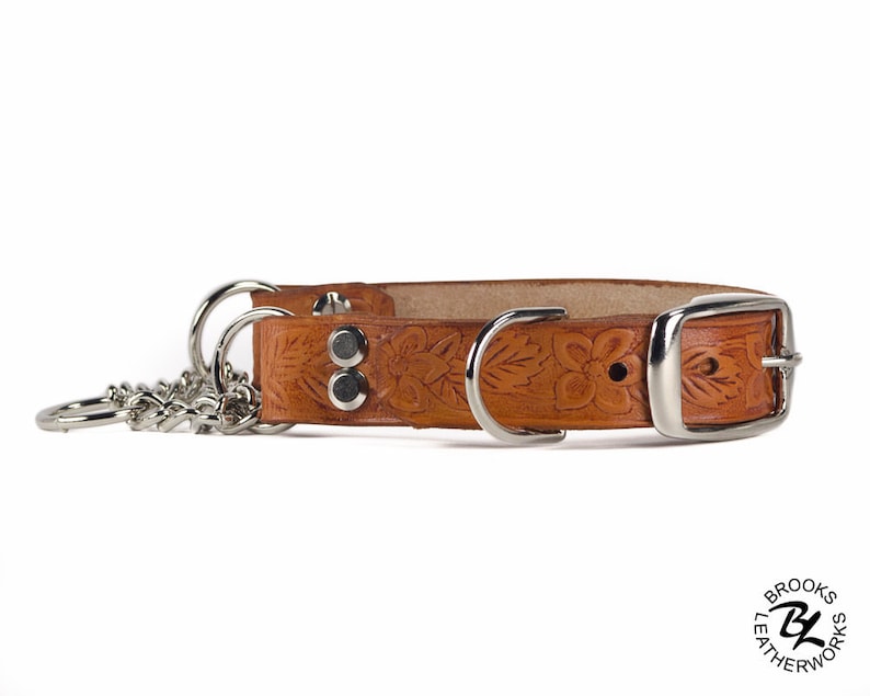 Leather Martingale Dog Collar Embossed Greyhound Martingale Etsy