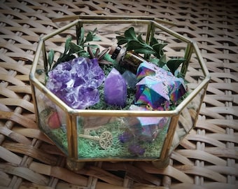 Crystal Garden - Crystal Terrarium - Healing Crystals - Terrarium Kit - Crystal Decor - Metaphysical - Raw Crystals and Stones - Witch