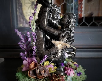 Moon Goddess and Horned God Great Rite Statue - Altar Decor - Pagan - Wiccan - Masculine - Feminine - Witch