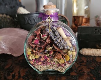 Home Blessing - Witch Bottle - Herbal Blessing - Yule Decor - House Protection Spell- Wiccan - Pagan