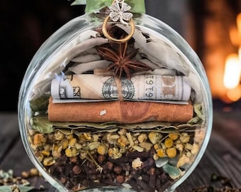 Abundance and Prosperity Money Spell Bottle - New Opportunities - New Job - Spell Jar - Manifestation - Witchcraft
