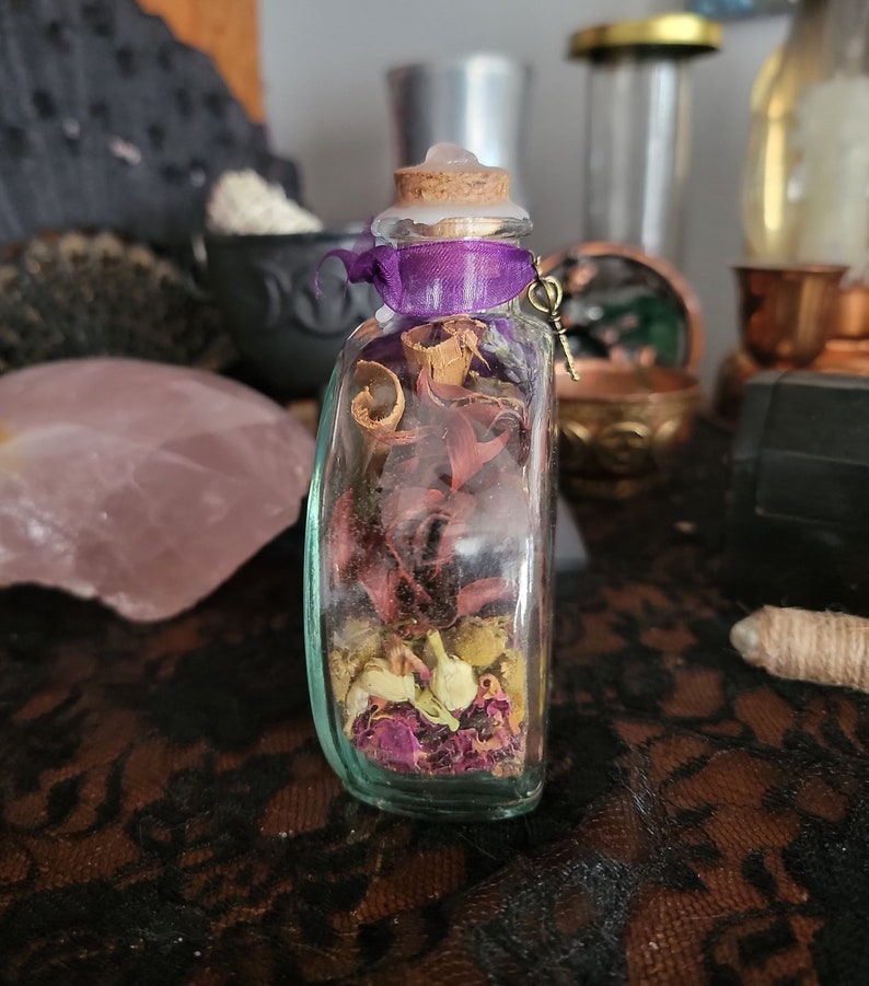 Home Blessing Witch Bottle Herbal Blessing Yule Decor House Protection Spell Wiccan Pagan image 3