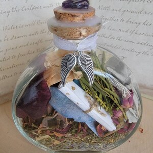 Crossing Over Spell Witch Bottle Spirit Spells Memorial Remembering Lost Loved Ones Passing On Rest in Peace Grave Decoration image 5
