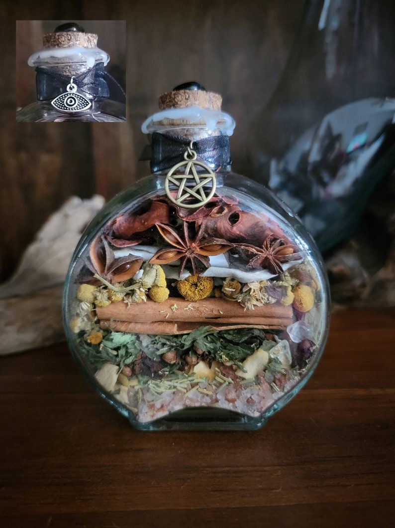 Protection from Evil Witch Bottle Banish Negative Energy Deflect Psychic Attacks Witch Ball Wiccan Pagan Altar Tools image 3