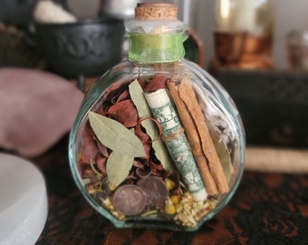 Prosperity Spell - Abundance Spell - Witch Bottle - Herbal Blessing - New Job Spell - Money Spell - Luck - Wiccan - Pagan - Altar Tools