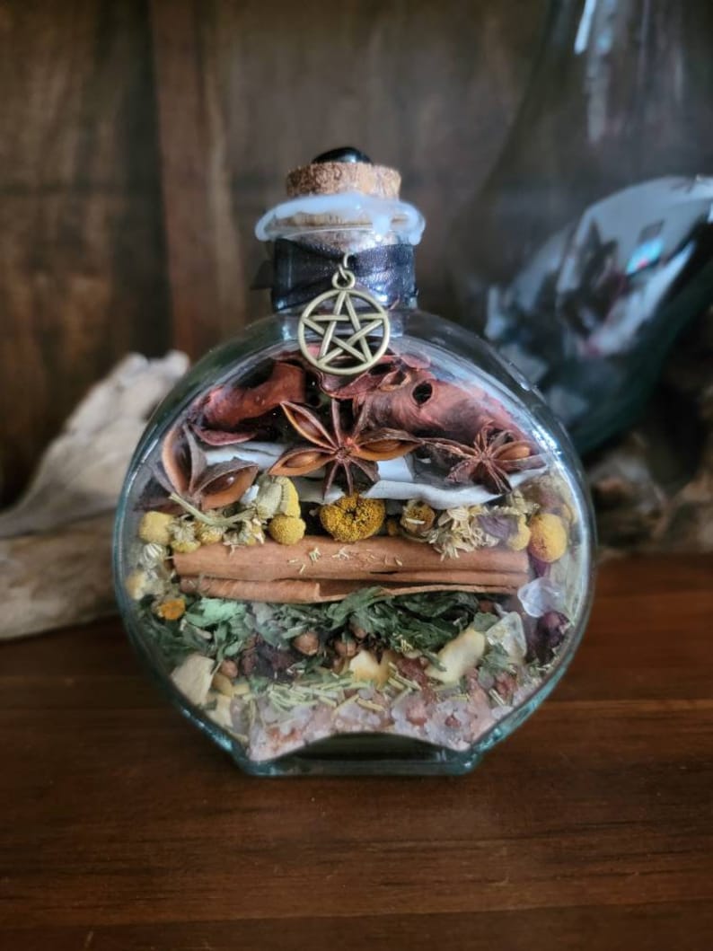 Protection from Evil Witch Bottle Banish Negative Energy Deflect Psychic Attacks Witch Ball Wiccan Pagan Altar Tools image 1