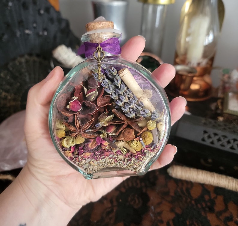 Home Blessing Witch Bottle Herbal Blessing Yule Decor House Protection Spell Wiccan Pagan image 5