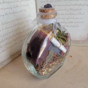 Crossing Over Spell Witch Bottle Spirit Spells Memorial Remembering Lost Loved Ones Passing On Rest in Peace Grave Decoration image 2