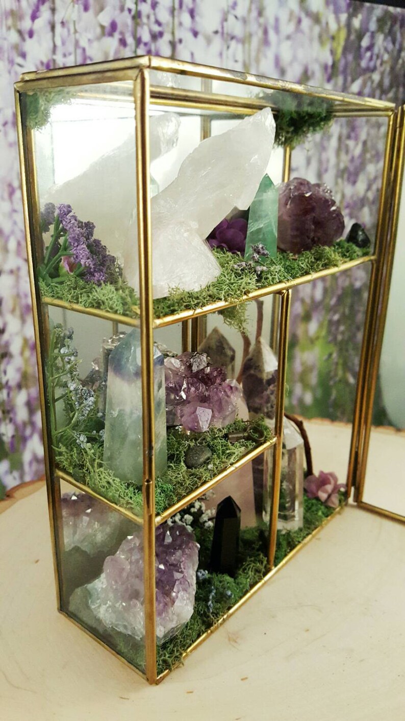 Terrarium Healing Crystals Terrarium Kit Glass Terrarium Etsy