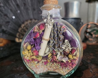 Depression and Anxiety Relief Witch Bottle - Calm- Peace - Herbal Blessing - Spell Bottle - Wiccan - Pagan - Witchcraft - Brujeria