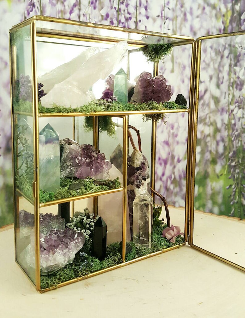 Terrarium Healing Crystals Terrarium Kit Glass Terrarium Etsy
