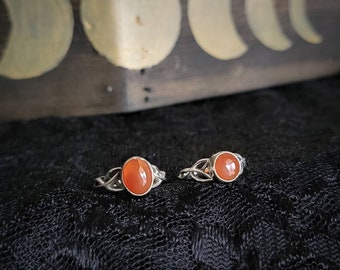 Carnelian Rings Sterling Silver- US Size 7 - Carnelian Jewelry - Orange Crystal Ring - Stone for Passion - Courage - Strength