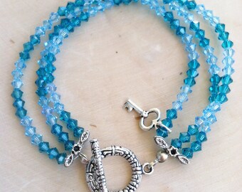 Gypsy Jewelry - Turquoise Bracelet - Swarovski Crystal - Crystal Bracelet - Blue Bracelet - Blue Crystal Bracelet - Swarovski Jewelry