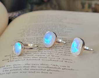 Sterling Silver Moonstone Ring - US Size 8 - Size 7 - Size 6 - Moonstone Jewelry - Divine Feminine - Inner Peace - New Beginnings