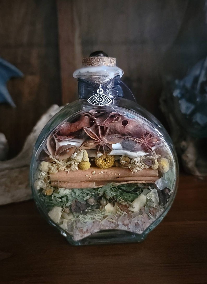 Protection from Evil Witch Bottle Banish Negative Energy Deflect Psychic Attacks Witch Ball Wiccan Pagan Altar Tools image 2