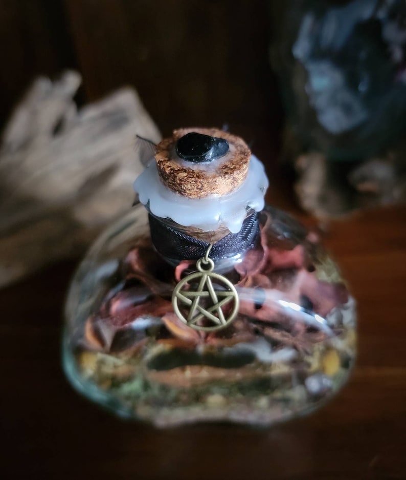 Protection from Evil Witch Bottle Banish Negative Energy Deflect Psychic Attacks Witch Ball Wiccan Pagan Altar Tools image 4