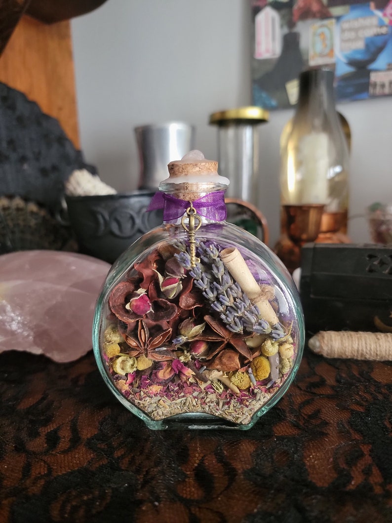 Home Blessing Witch Bottle Herbal Blessing Yule Decor House Protection Spell Wiccan Pagan image 1