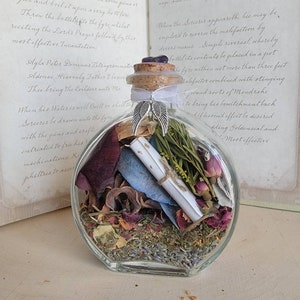 Crossing Over Spell Witch Bottle Spirit Spells Memorial Remembering Lost Loved Ones Passing On Rest in Peace Grave Decoration image 1