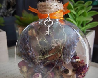 New Home Blessing Ornament - Witch Ball - Herbal Blessing - Yule Decor - House Protection Spell - Tree Ornament - Wiccan - Pagan
