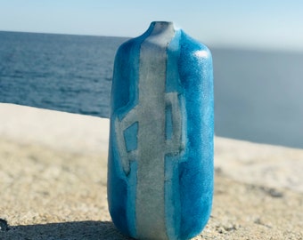 Ceramic vase, modern, design, blue, gray, chic, original, unique