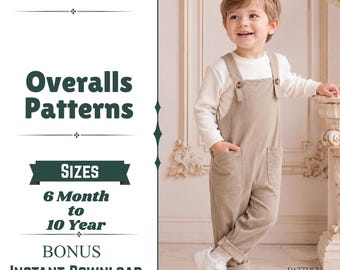 Kids Overalls Sewing Pattern: Adjustable Bib Romper for Toddlers (6 Months–10 Years) PDF Download