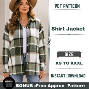 Oversized Shirt Jacket PDF Sewing Pattern: Shacket Sizes XS-XXXL (Instant Download)