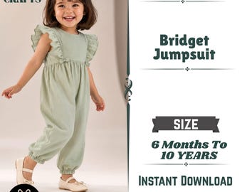 Kids Jumpsuit Sewing Pattern PDF: Baby & Toddler Romper, Sizes 6 Months–10 Years, Instant Download + Free Apron Pattern