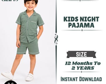 Kids Pajama Sewing Pattern PDF: Toddler Nightwear Set, Sizes 12 Months–2 Years, Instant Download + Free Apron Pattern