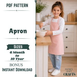 Kids Apron Sewing Pattern: Adjustable Bib for Toddlers, Children (6M-10Y) (Digital Download)