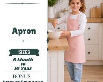Kids Apron Sewing Pattern: Adjustable Bib for Toddlers, Children (6M-10Y) (Digital Download)