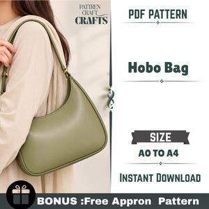 Hobo Bag Sewing Pattern: Modern Shoulder Handbag Template (A0-A4) (Digital Download)