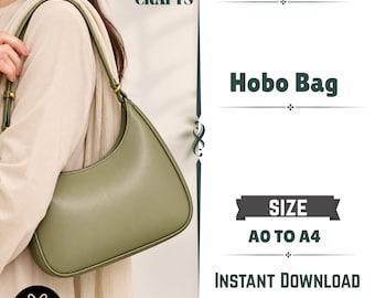 Hobo Bag Sewing Pattern: Modern Shoulder Handbag Template (A0-A4) (Digital Download)