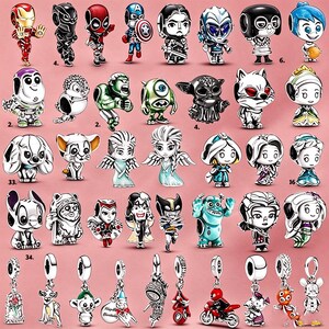 925 Sterling Silver Superhero Charm Beads, Character Pendants for Pandora Style Bracelet and Necklace, DIY Jewelry Gift