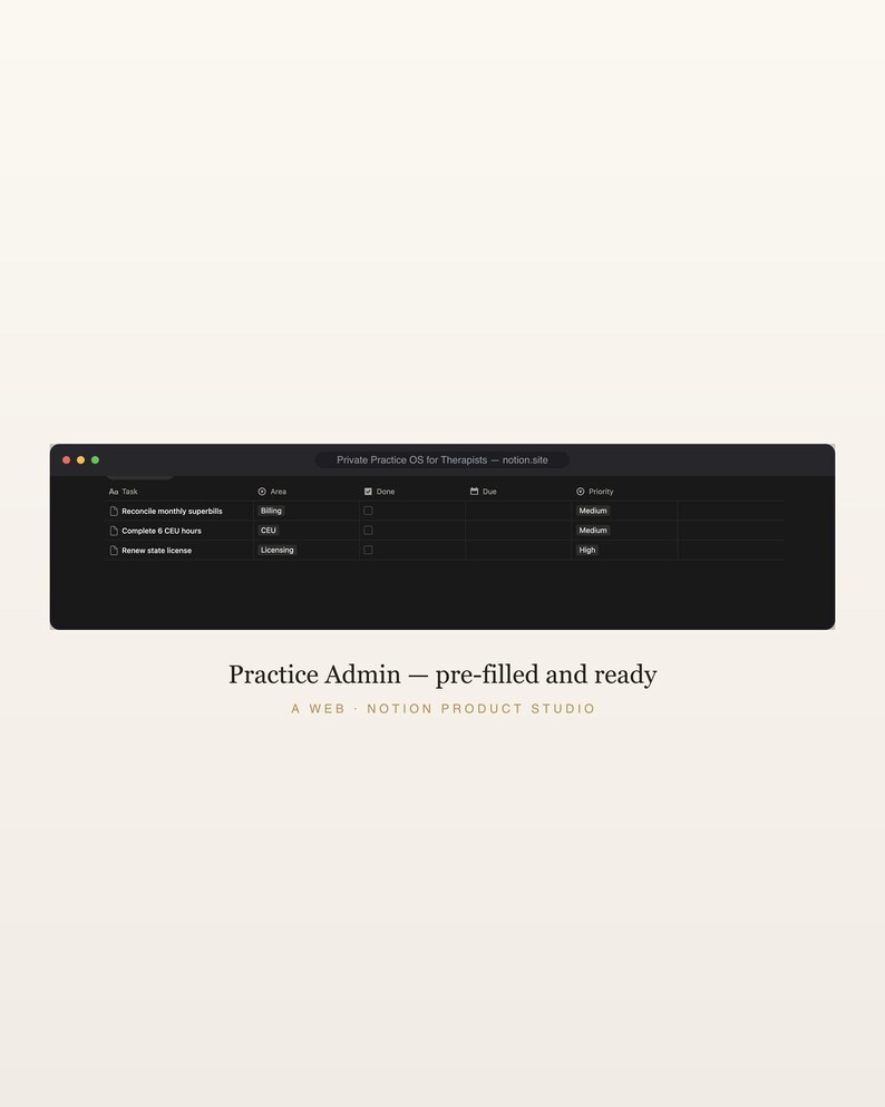 Therapeut Notion Template, Privatpraxis-Manager, Caseload & Klient Tracker, Therapie Business Planer, Sofort Download Bild 6