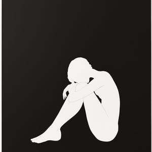 The Unpainted Figure Art Set of 8, Black and White Silhouette Wall Art, Minimalist Nude Figure Prints, Modern Digital Download image 1