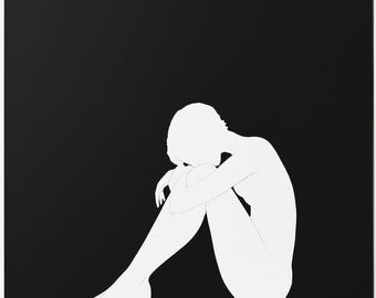 The Unpainted Figure Art Set of 8, Black and White Silhouette Wall Art, Minimalist Nude Figure Prints, Modern Digital Download