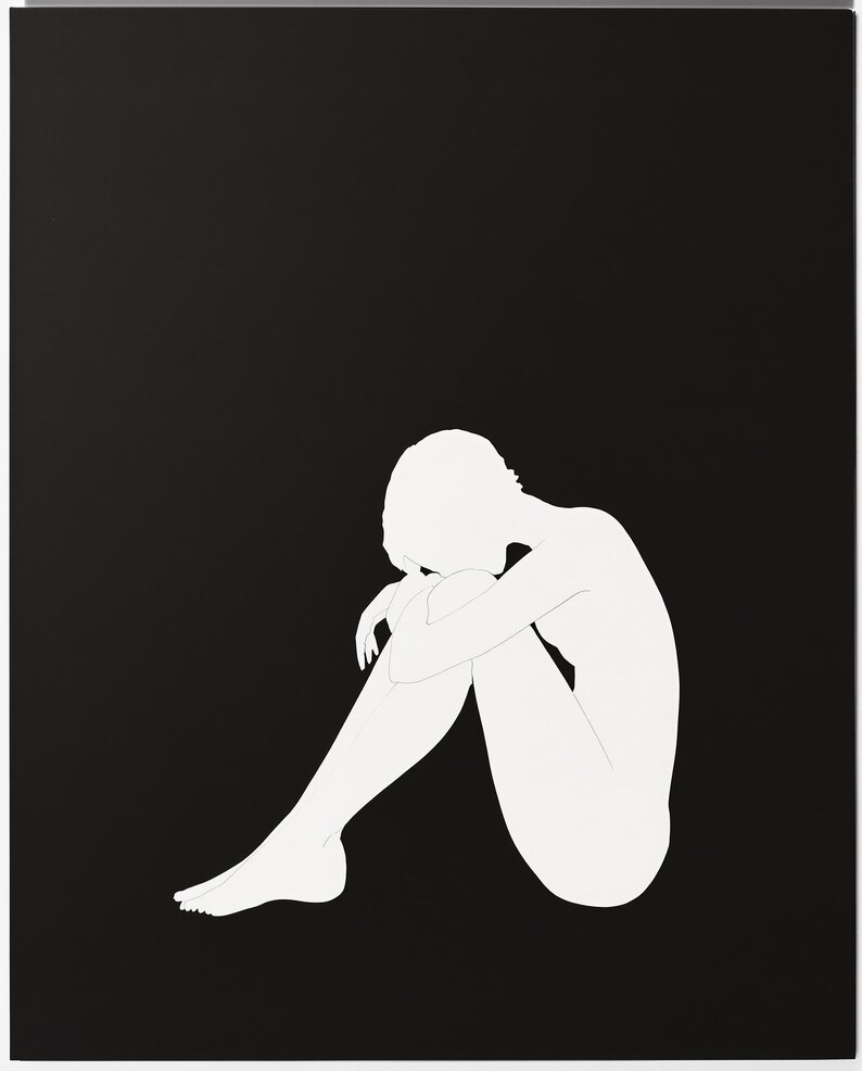 The Unpainted Figure Art Set of 8, Black and White Silhouette Wall Art, Minimalist Nude Figure Prints, Modern Digital Download image 1