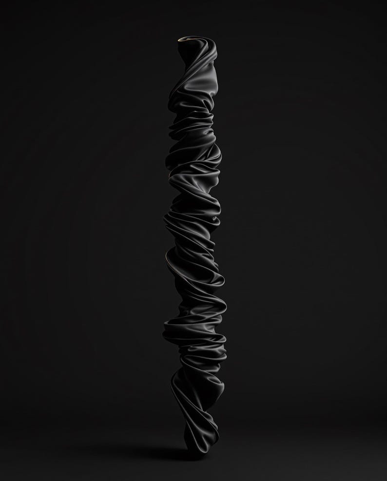 Zestaw 8 czarnych jedwabnych grafik ściennych Stillwind, rzeźbiarskie abstrakcyjne wydruki artystyczne, ciemna minimalistyczna monochromatyczna dekoracja, pobieranie cyfrowe zdjęcie 9