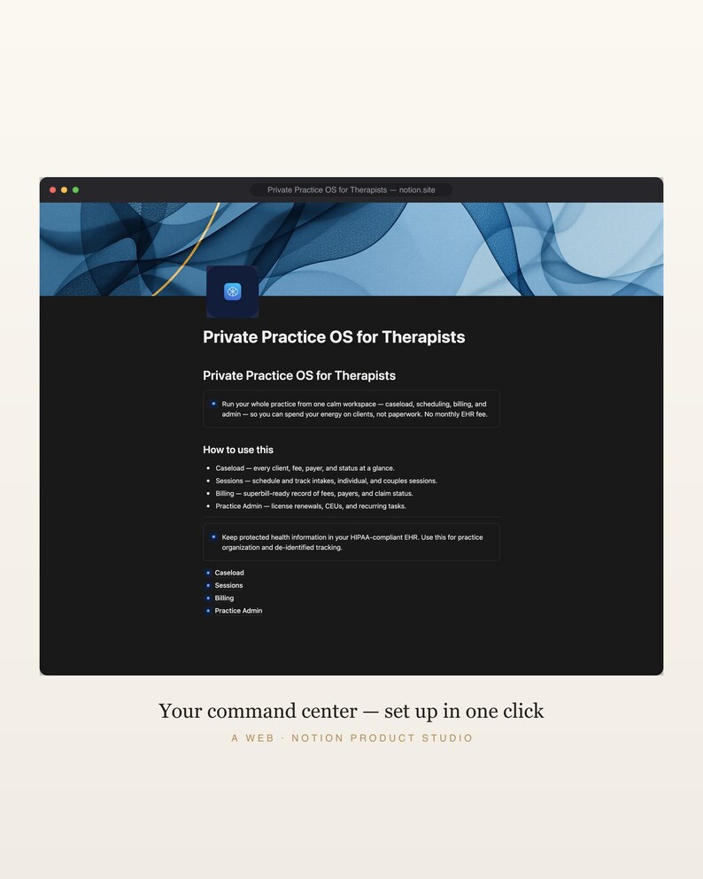 Therapeut Notion Template, Privatpraxis-Manager, Caseload & Klient Tracker, Therapie Business Planer, Sofort Download Bild 2