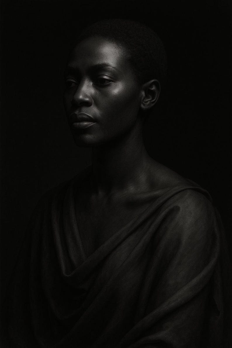 Black Woman Wall Art Set of 12, Fine Art Portrait Photography, Black & White Sculptural Prints, Elegant Home Decor, Digital Download image 8