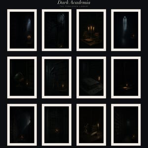 Dark Academia Wall Art Set of 12, Gothic Library Candlelit Prints, Moody Book Lover Fine Art, Harry Potter Aesthetic Download image 10