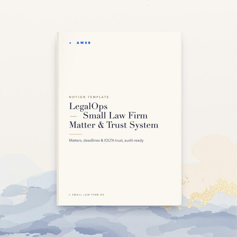 Law Firm Notion Template, Legal Practice OS, Matter and Deadline Tracker, IOLTA Trust Ledger, Attorney Toolkit, Instant Download image 1