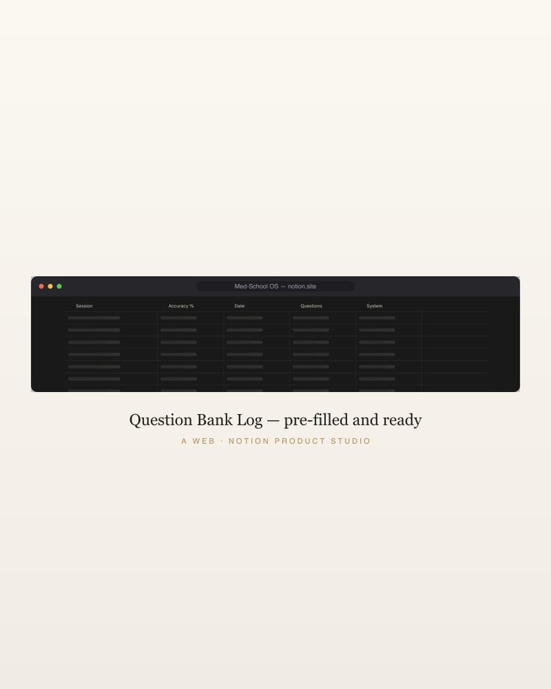 Med School Notion Template, USMLE Step 1 Study Planner, Board Prep & Question-Bank Tracker, Medical Student Organizer, Instant Download image 5