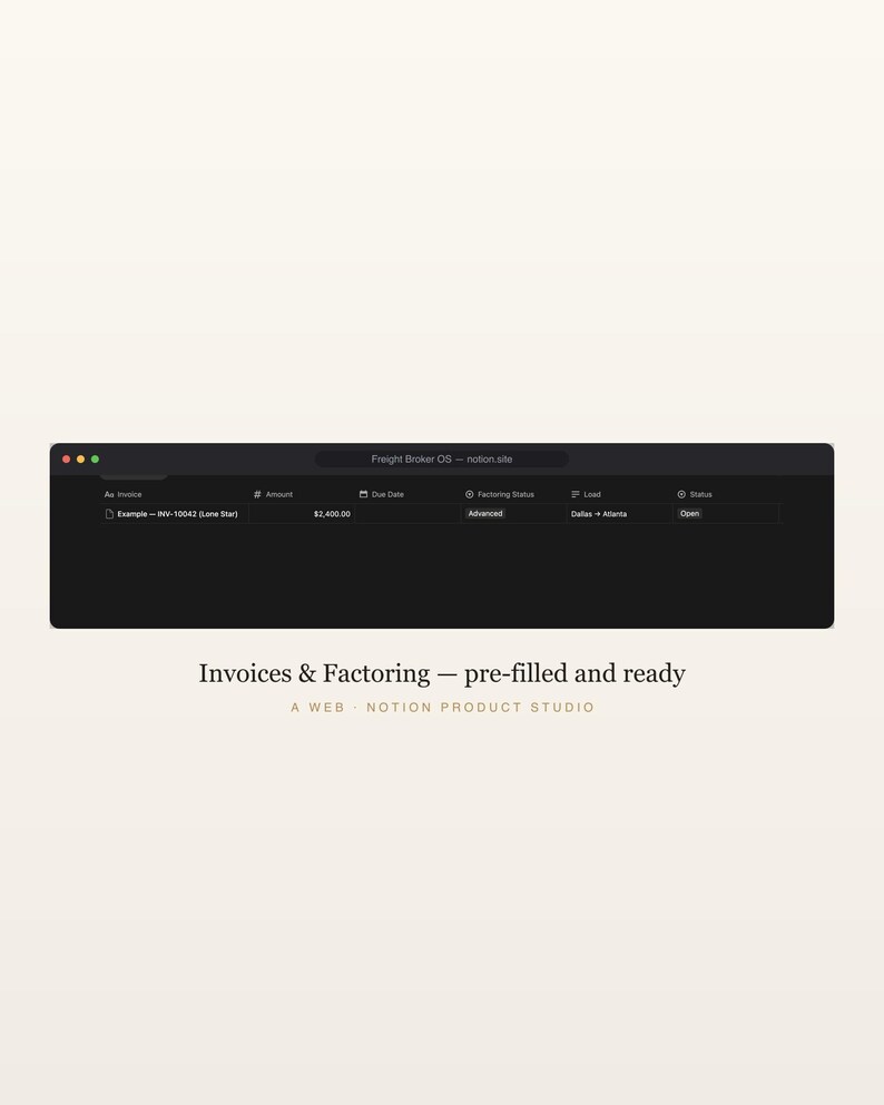 Freight Broker Notion Template, Carrier & Load Tracker, Trucking Dispatch CRM, FMCSA Compliance and Margin Tracker, Instant Download image 6