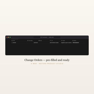 Plantilla de Notion para contratistas generales, GC Business OS, seguimiento de subcontratistas, licitaciones y órdenes de cambio, CRM para la construcción, descarga instantánea. imagen 6