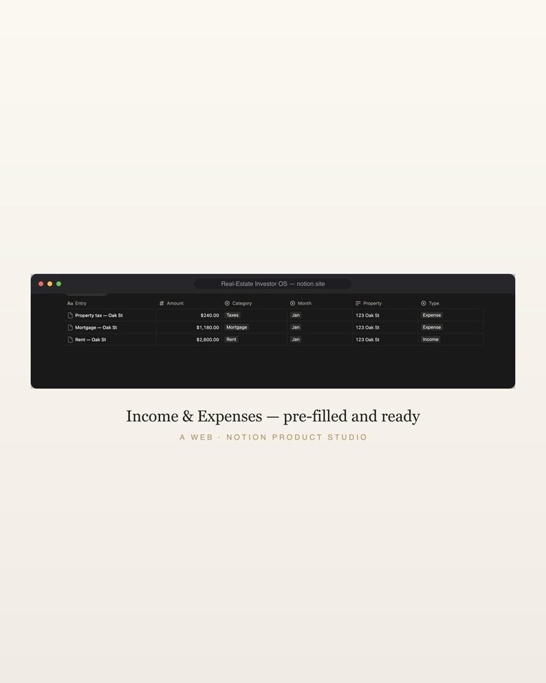 Real Estate Investor Notion Template, Rental Property Tracker, Deal Analyzer, Cap Rate & Cash Flow, Portfolio Manager, Instant Download image 5